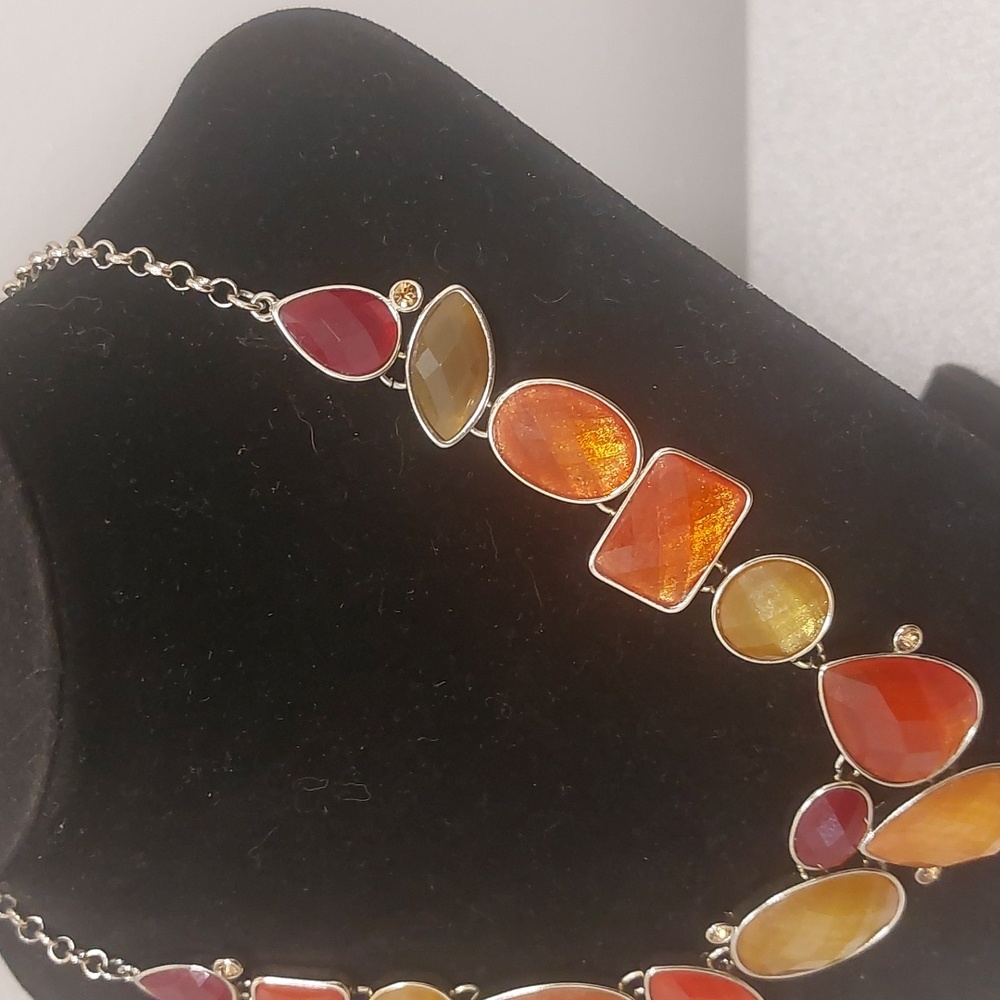 Premier Designs Poppy Multi Color Silvertone Statement Necklace - Picture 3 of 16